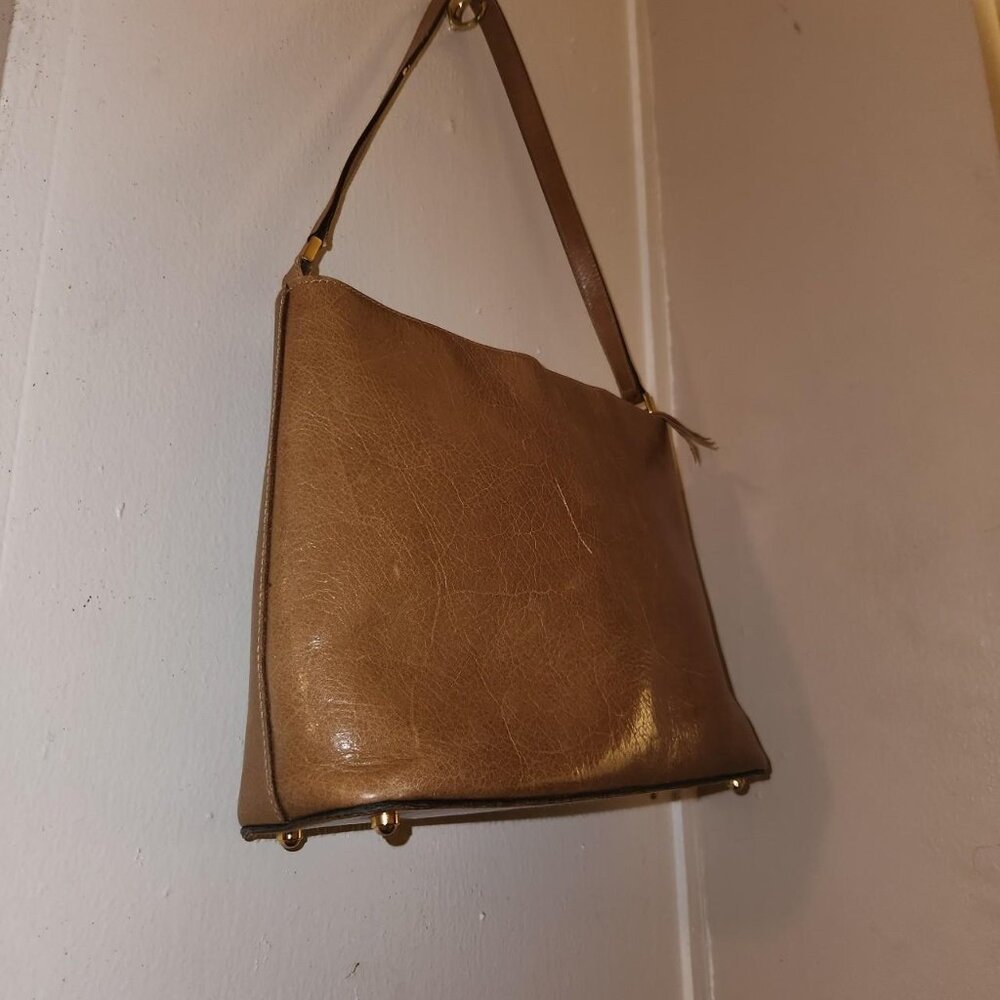 Vintage 90s Kate Spade New York Caramel Brown/Tan Leather Shoulder Bag! - Picture 5 of 8